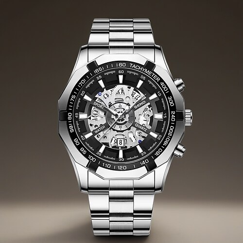 Luxuriöse Herren-Automatikuhr mit durchbrochenem Edelstahlarmband, modische Sportuhr für den Alltag, ideale Geschenkidee für Männer Image
