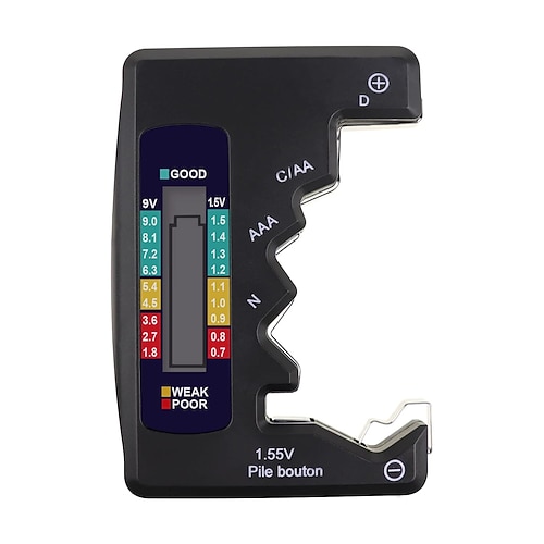 Universeller Batterietester mit LCD-Display, digitaler Mehrzweck-Batterietester für alle gängigen Batterietypen (C, AA, AAA, D, N, 9V, 6F22, 1,5V, Knopfzellen). Image