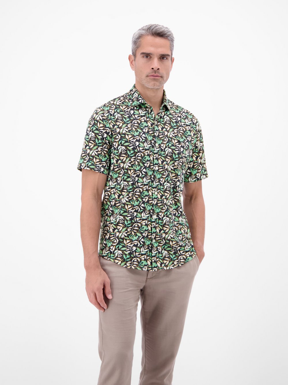 LERROS Kurzarmhemd Herren Regular Fit Baumwolle grün, M Image