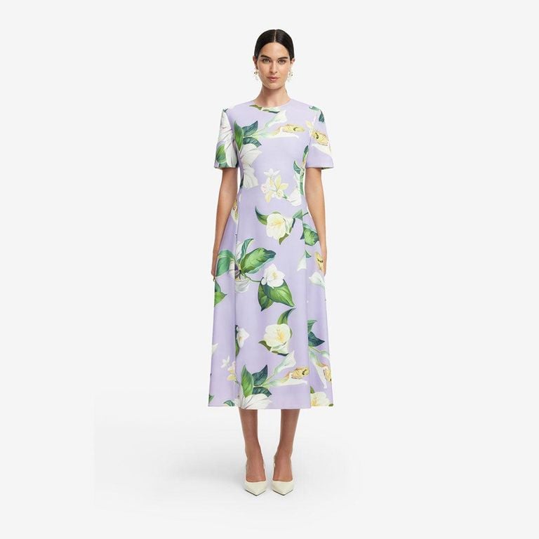 Caroline Short Sleeve Midi Dress - Blue - LEO LIN Dresses