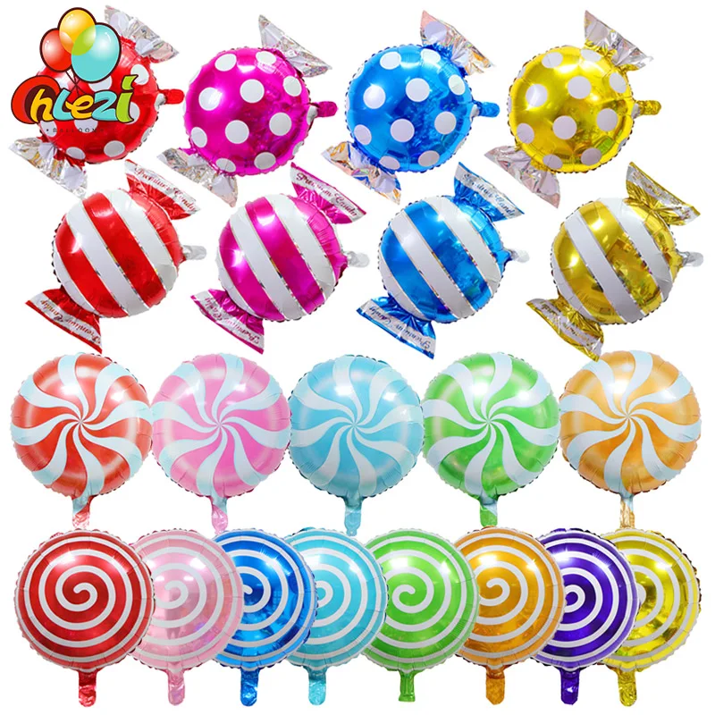 7 pz 18 pollici lecca-lecca caramelle palloncini Foil mulino a vento colorato palloncino ad elio matrimonio festa di compleanno decorazione giocattolo per bambini Baby Shower