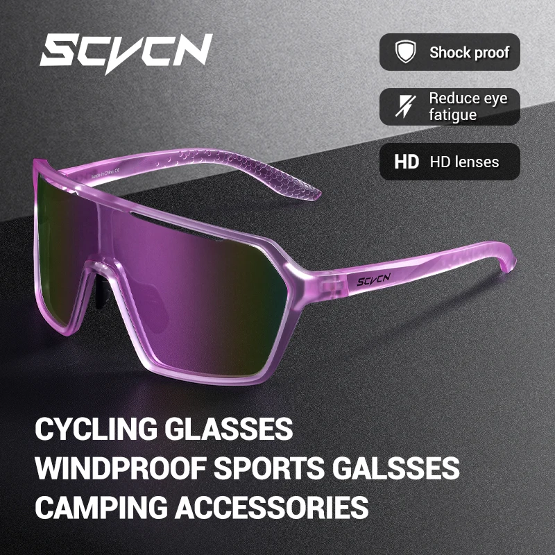 SCVCN Mode Sport Sonnenbrille Laufen Outdoor Sonnenbrille UV400 Wandern Stick Gläser Männer Frauen MTB Rennrad Radfahren Gläser Image