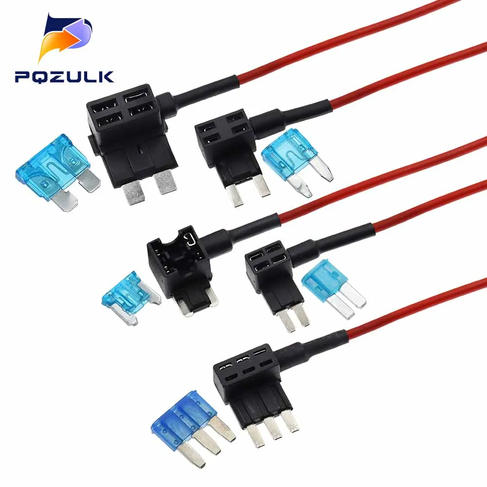 12 V Mini-Auto-Sicherungshalter, klein, mittelgroß, Add-a-Circuit-TAP-Adapter mit 10 A Standard-ATM-Flachsicherung, zum Mitnehmen von Elektrogeräten Image
