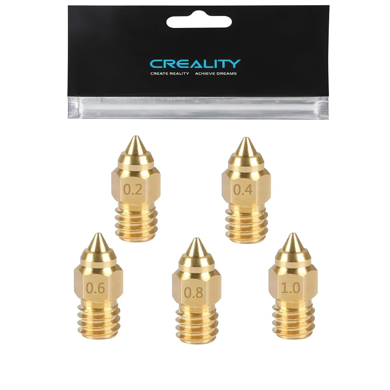 Creality Offizielle Ender 3 S1-Düsen 0,4/0,6 mm 5 Stück, für Ender 3/Pro/V2/Max/Neo, Ender5/Pro/Plus, Ender 6 3D-Drucker-Zubehör Image