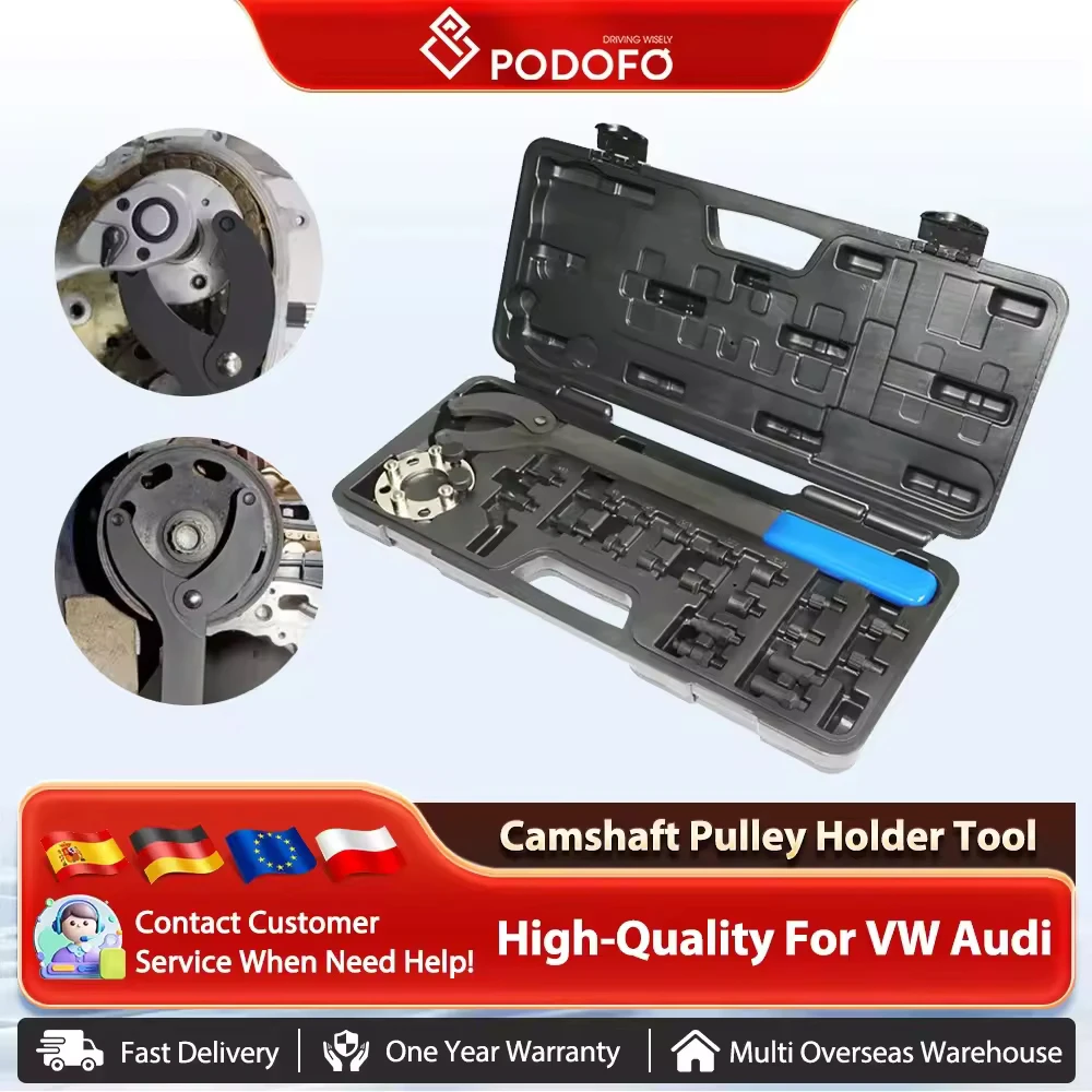 Podofo Nockenwellen-Riemenscheiben-Halter-Werkzeugset für VW Audi T10172 T10554, Zahnriemenscheibe, Halteschlüssel, verstellbares Spezialwerkzeug Image