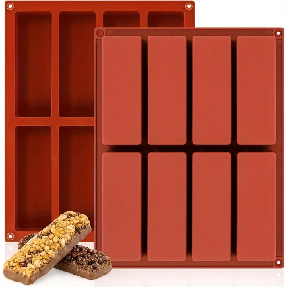 1 Stück Silikon-Granola-Stabform mit 8 Mulden – antihaftbeschichtet, einfache Freigabe für Energieriegel, Müsli, Protein, Brownie, Schokolade und Süßigkeiten Image