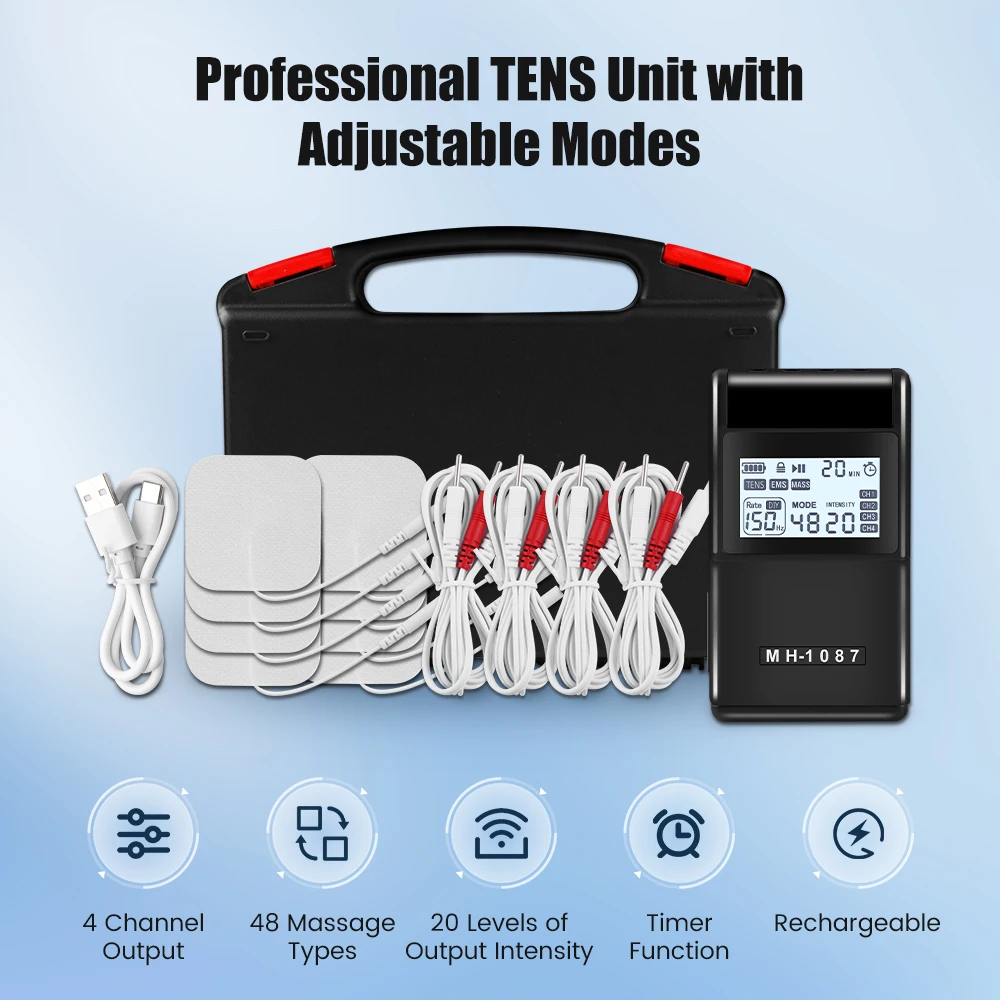 EMS TENS Einheitsmaschine EMS Elektrischer Muskeltherapie-Stimulator Physiotherapie Pulse Elektrisches Massagegerät Rücken- und Körper-Nackenmassagegerät Image