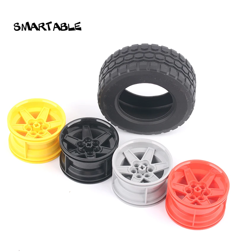 Smartable Technische 94x38mm Rad + Reifen MOC Teile Baustein Spielzeug Für Auto Pädagogisches Geschenk Kompatibel 92912 + 15038 4 teile/los Image