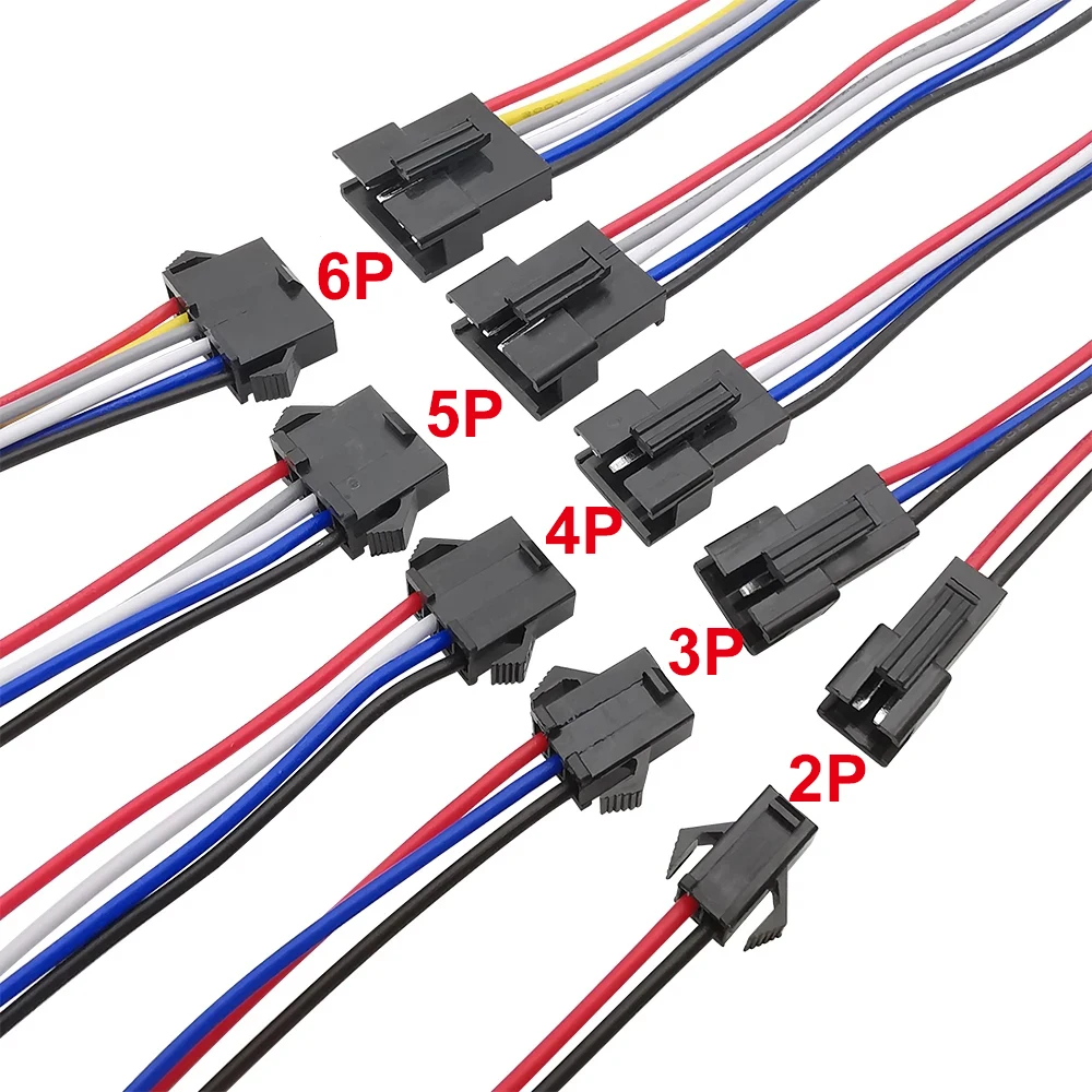 5Pairs JST SM 2P 3P 4P 5P 6 Pin Männlich Weiblich Steckdose Draht Kabel Stecker LED Streifen DC Power Kabel Länge 10/15/20cm Image