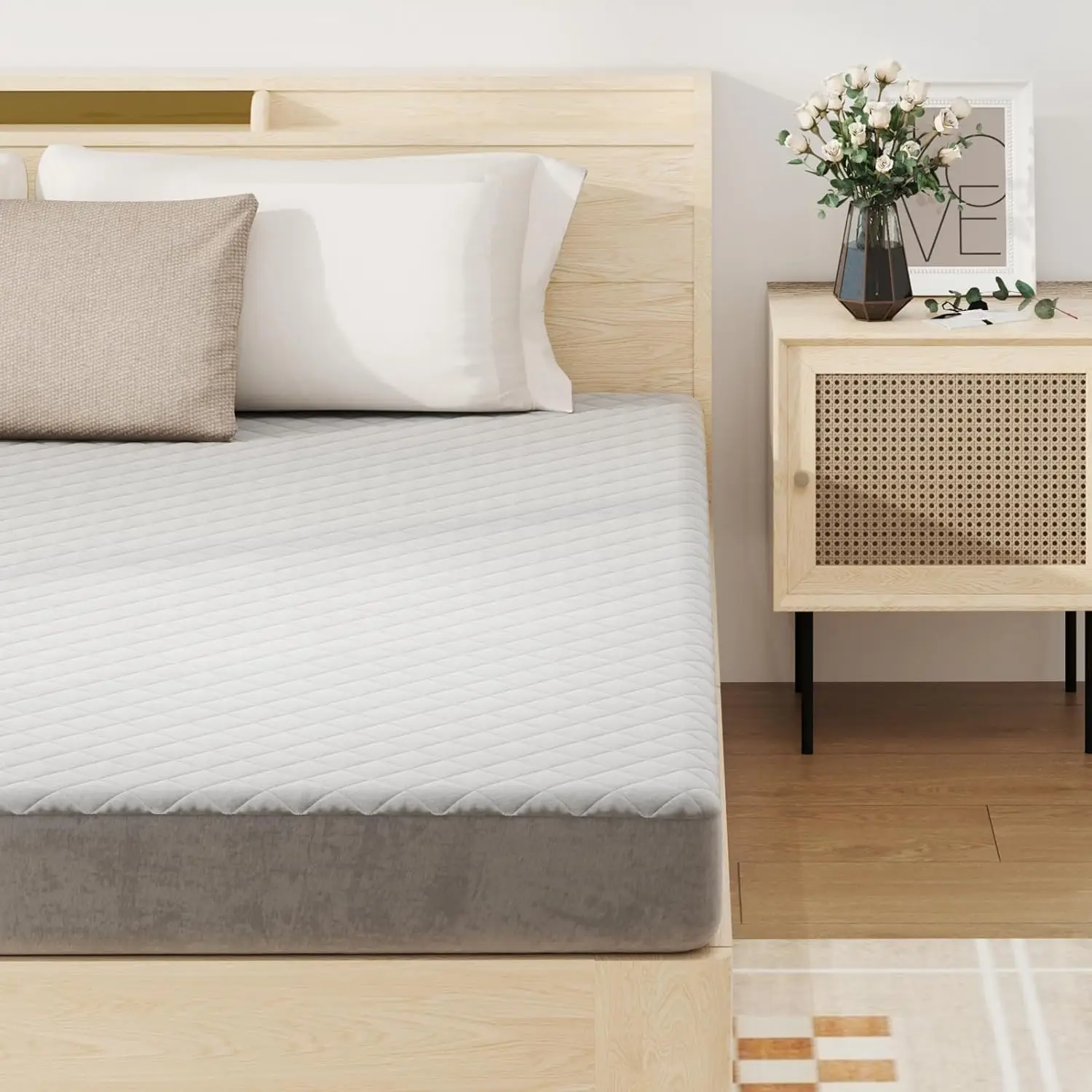 Matratzen schoner, super weiche Matratzen auflage, atmungsaktiver Matratzen bezug mit Schwamm polsterung und rutsch fester Unterseite