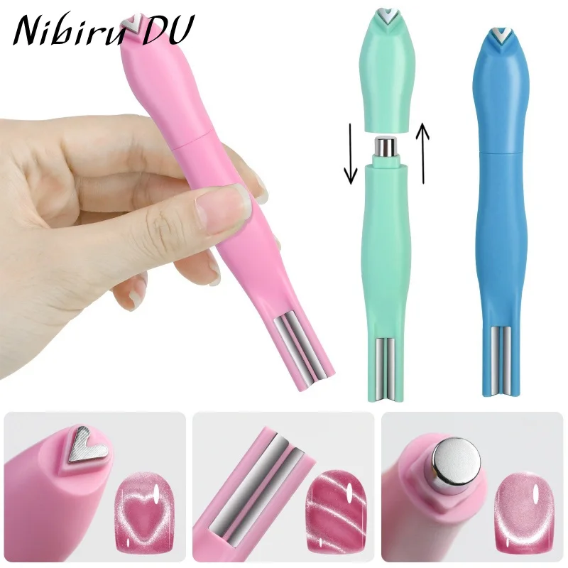 3-in-1 UV-Magnetnagel-Stick-Werkzeug, Liebesherz, Katzenauge, Nagelmagnet, Schlangenmuster, französischer Linienstil, Nagelkunst, Maniküre-Zubehör Image
