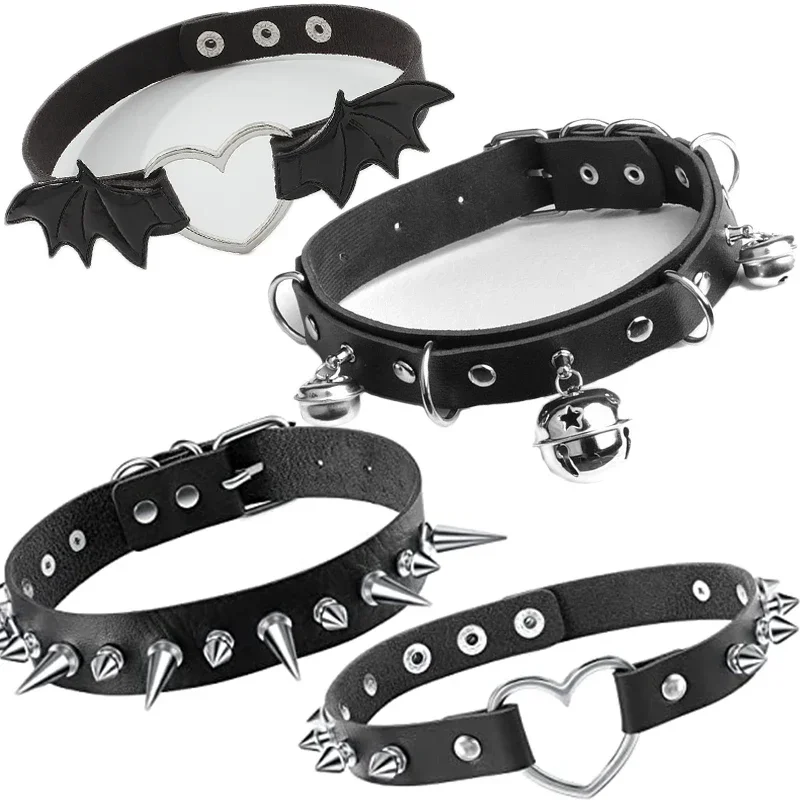 20 arten Cosplay Punk Kragen Halsband Sexy Harajuku PU Leder Schwarz Colliers Halskette Kette Anhänger Frauen Rock Gothic Hals Schmuck