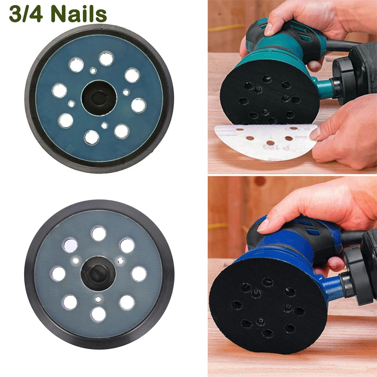 125 mm 5 Zoll Schleifpad 8 Löcher 3/4 Nägel Stützteller Schleifscheibe Pad Hakenschlaufe Schleifpads zum Polieren elektrischer Exzenterschleifer Image