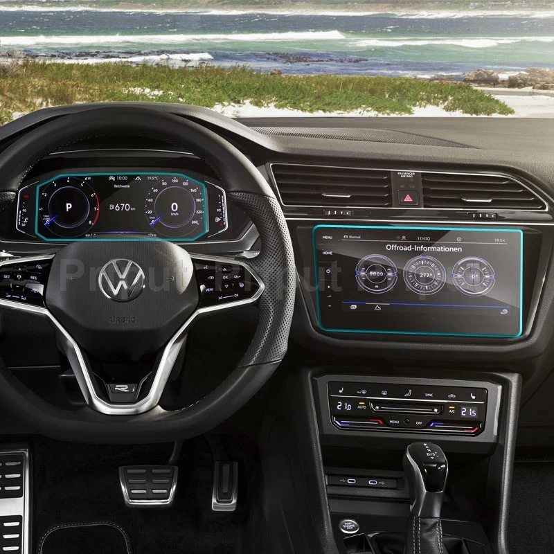 Auto Navigation Gehärtetem Glas LCD Display-schutzfolie Aufkleber Schutz Für Volkswagen Tiguan 4 MOTION R-Line 2021 Dashboard Image