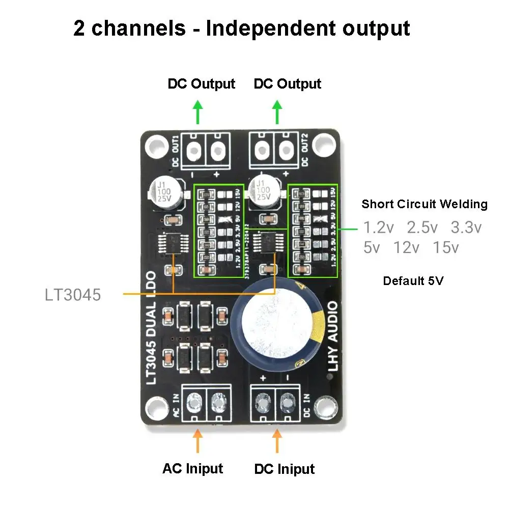 Dual LT3045 Ultra-Low-Noise Linear Regulator 1.2V 2.5V 3.3V 5V 9V 12V 15V Gleichspannung für RF LNA Hi-Fi DAC/ADC Audio-Stromversorgung Image