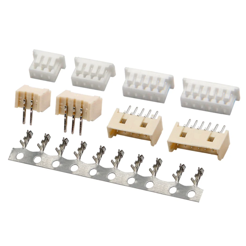 50 Stück MICRO JST 1,25 2/3/4/5/6/7/8/9/10 Pin Stecker 1,25 mm Rastermaß rechtwinklig / gerader Stiftleiste / Gehäuse / Anschluss Image