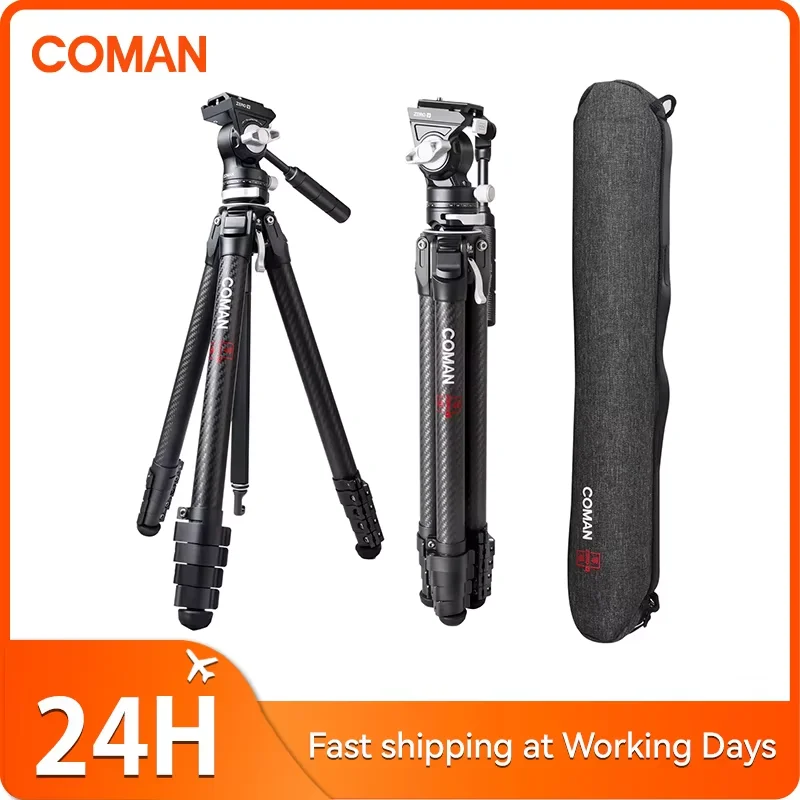 COMAN Null V Carbon Fiber Stativ Professionelle DSLR Kamera Stativ Leichte Reise Video Stativ für Sony Für Canon Für Nikon Image