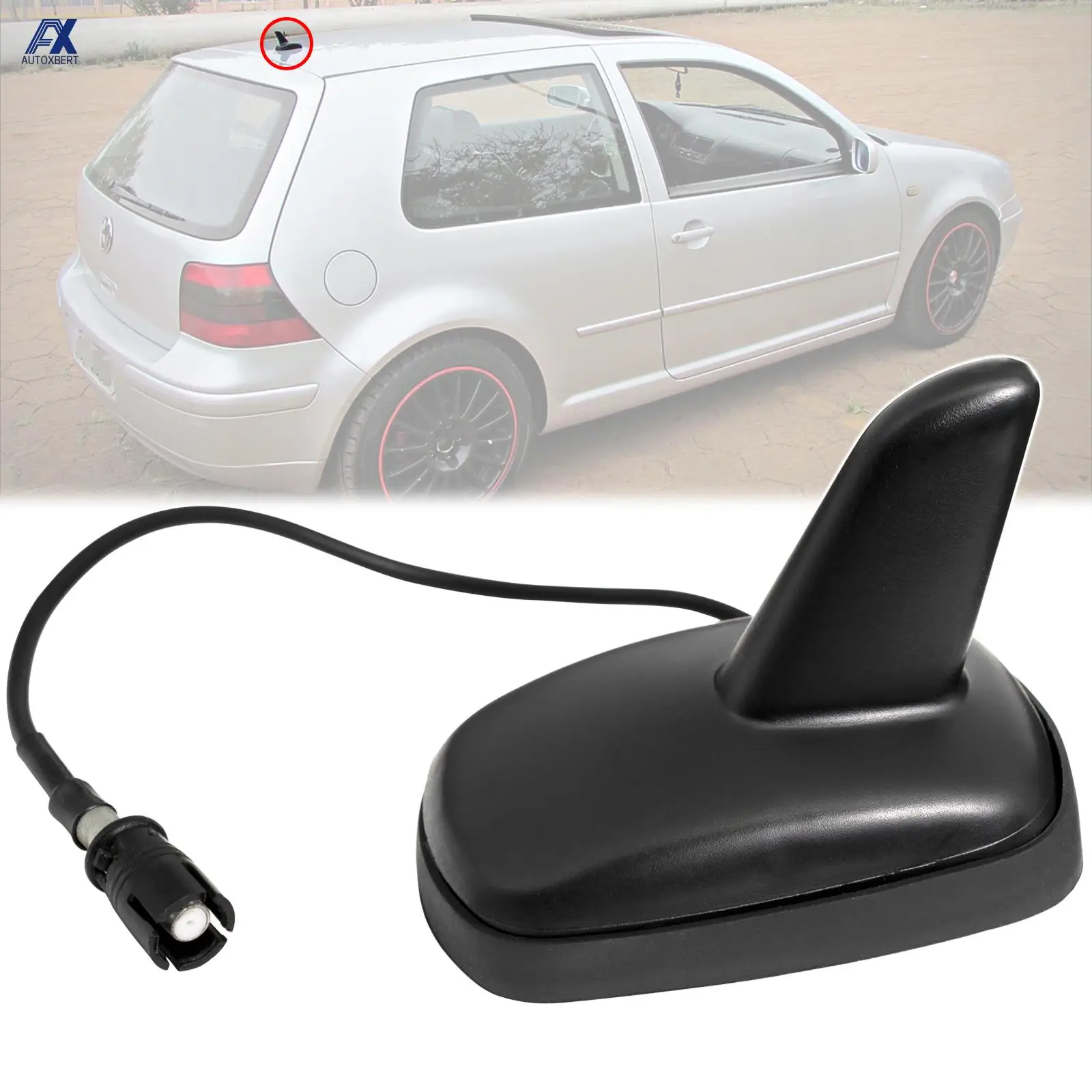 Schwarz Shark Fin Auto Dach Montieren Antenne Antenne Basis Muss AM FM Mit Stecker Für VW Golf Mk4 Mk5 Polo Jetta Passat B5 3b T4 Sharan Image