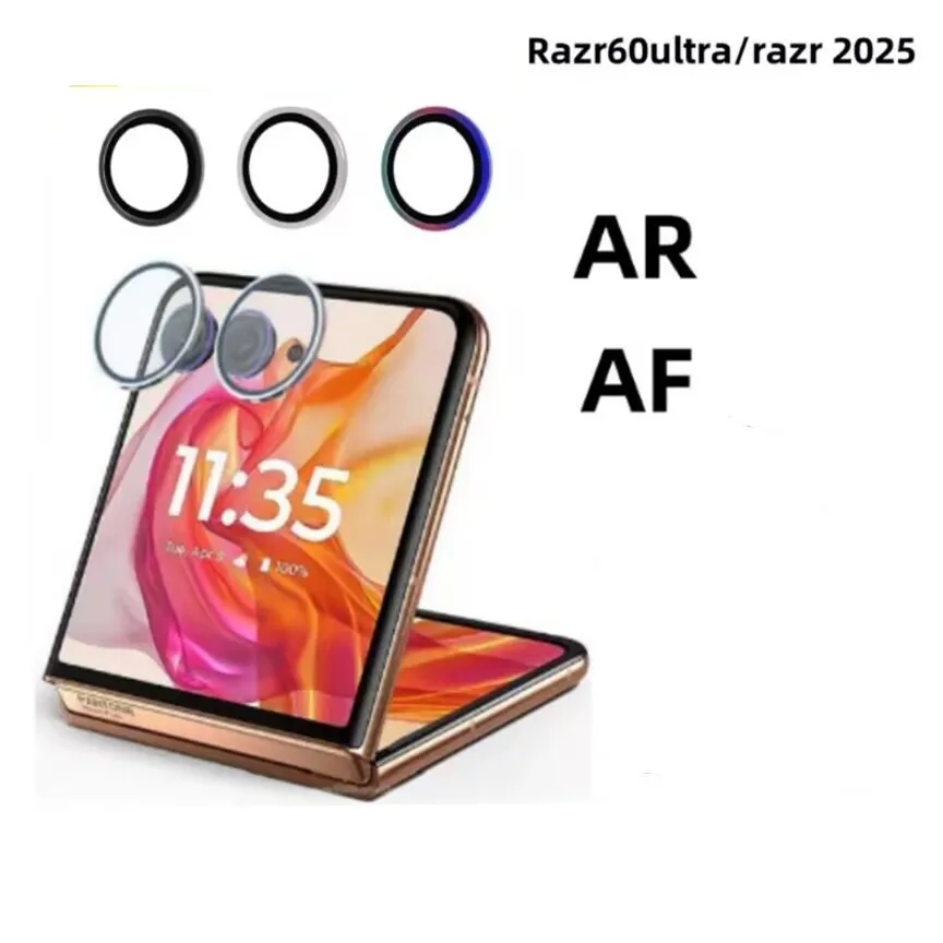 Kit Hinten Legierung Kamera 9H Glas Schutz Für Motorola Moto Razr 60 Ultra RAZR Plus 2025 Metall Objektiv Rahmen ring Kamera Film Kappe Image