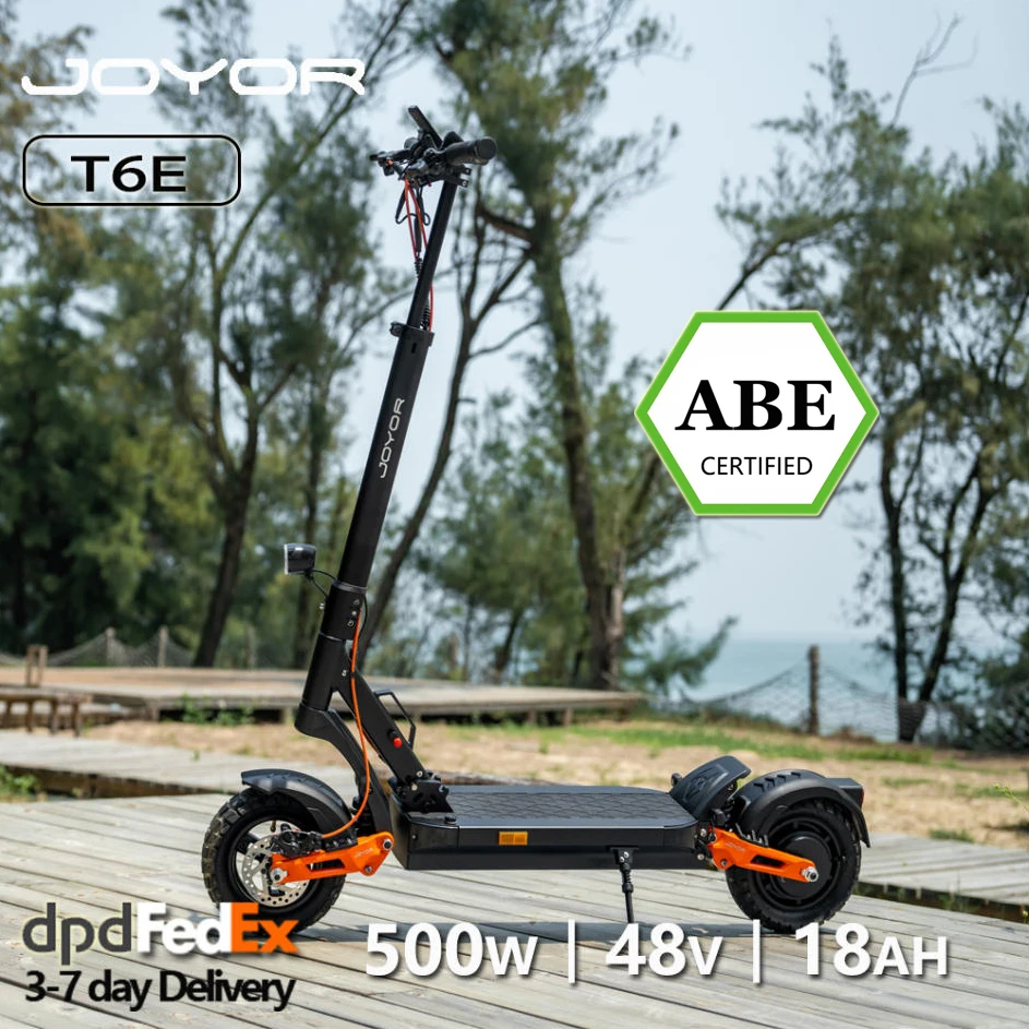 Joyor T6E E-Scooter mit Deutscher Straßenzulassung, 48V 18Ah Akku, max. 20 km/h und 70 km Reichweite, 10 Zoll Faltbarer Elektroroller für Erwachsene Image