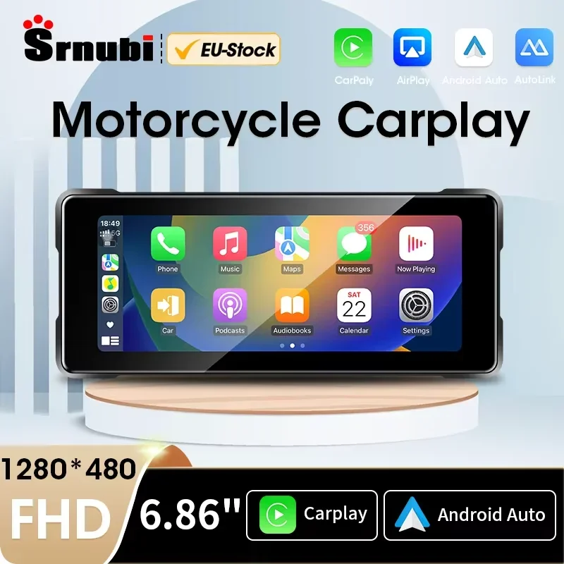 6,86 Zoll GPS Navigation Motorrad IPX7 Wasserdicht Carplay Display Bildschirm Tragbare Motorrad Wireless Android Auto Monitor Image