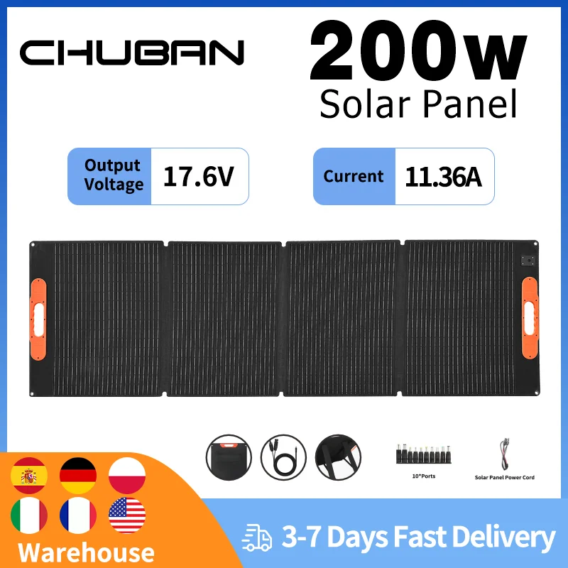 SP200 200 W tragbares Solarpanel 17,6 V faltbares Solarladegerät Flexibler Solargenerator Camping RV Notversorgung Image