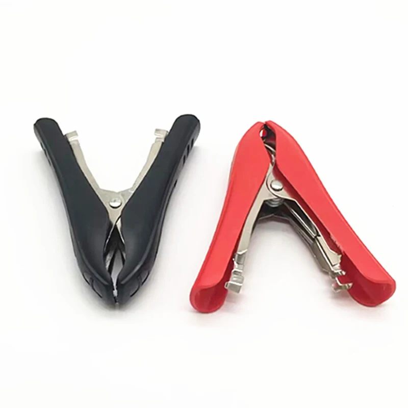 2 Stück/Rot + Schwarz Hartschalen-Krokodilklemmen Batterieklemmen Krokodilklemme 30A 75 mm Jacke elektrische Flaschenklemme Leistungstestklemme Image