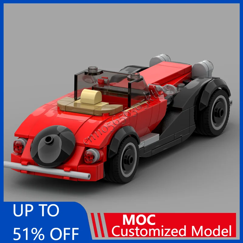 196 PCS MOC Darjeeling Barracuda Sport Rot Vintage Cabrio Sport Auto Modell Bausteine Geburtstag Spielzeug Geschenk Für Kinder