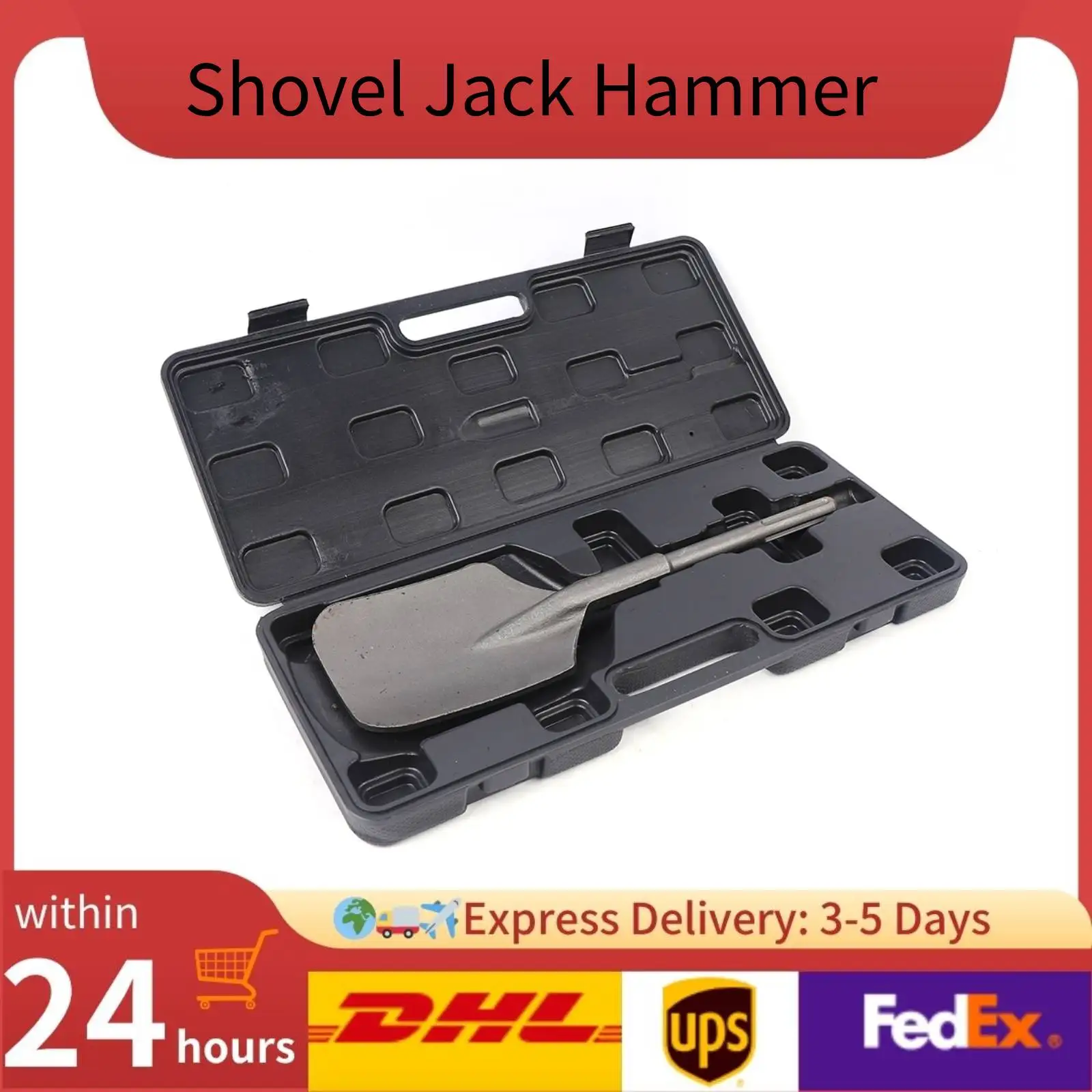 5-Pit-Tonspatenmeißel für Abbruchhammer, Tonspaten, Abbruchspaten, Werkzeug zum Entfernen von Beton, Ziegeln und Fliesen, inklusive Aufbewahrungsbox Image