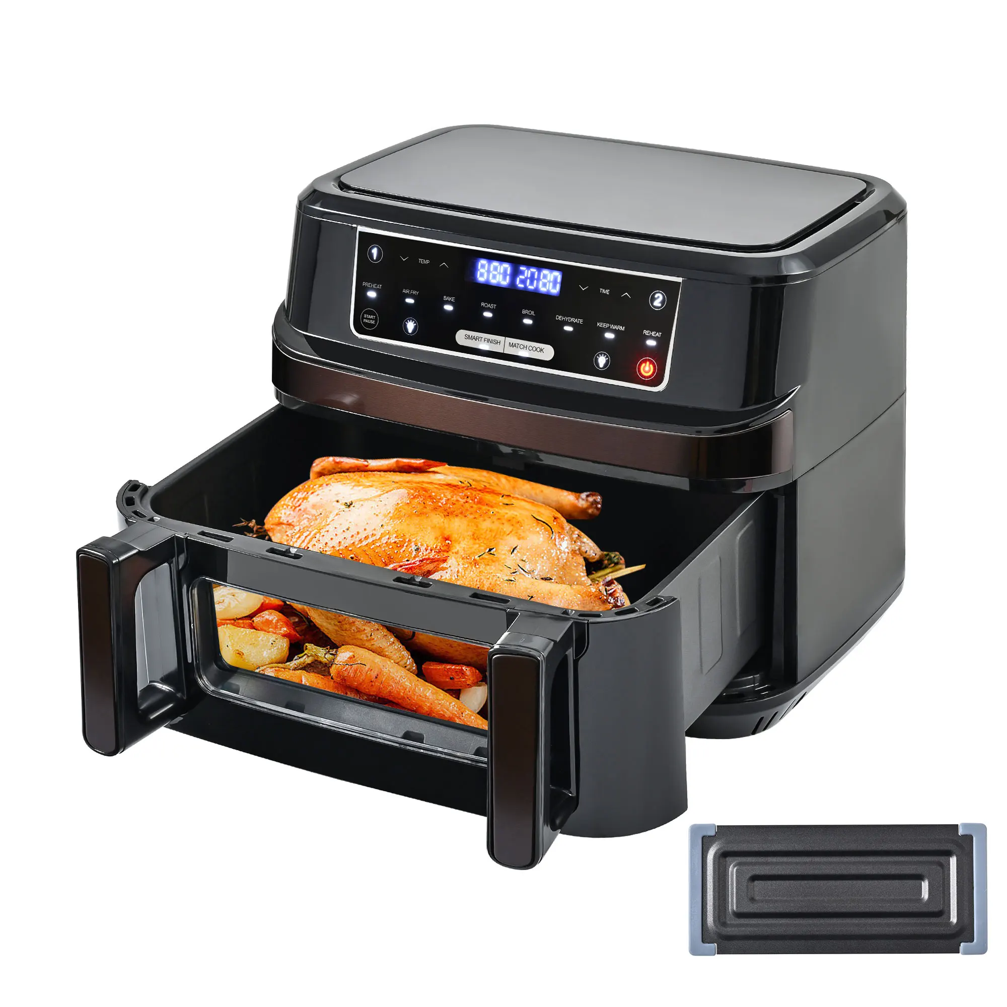 12-Liter-Heißluftfritteuse, ein- oder Doppelkammer, verstellbar, XXL-Airfryer mit Touchscreen, 8 Programmen, Heißluftfritteuse mit Sichtfenster Image