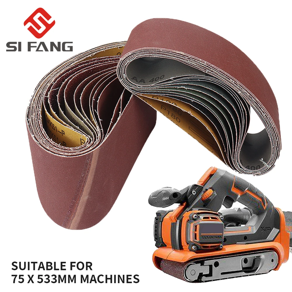 5PCS 75x533mm Schleifbänder Schleifbänder für 3x21'' Schleifmaschinen Feilenschleifer Bandschleifer Schleifwerkzeuge Holz Weiches Metall Polieren Image