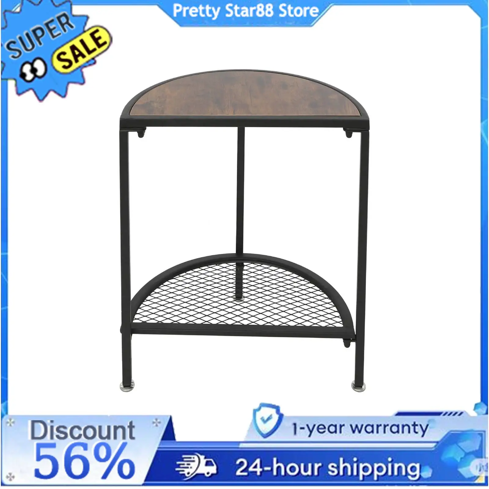 2-stufiger Couchtisch, einfach zu montierender Beistelltisch mit Metallablage, platzsparend für Wohnzimmer/Schlafzimmer/Schlafsaal/Gästinamer Image