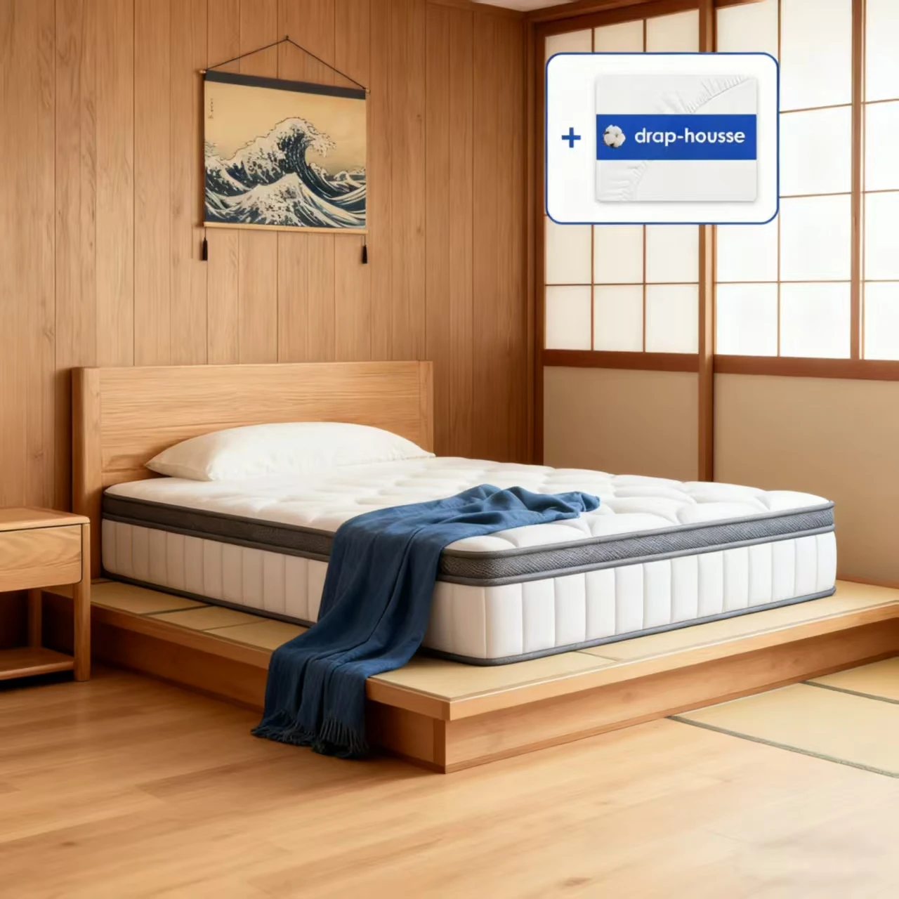 AUTHMIC Taschenfederkernmatratze 25 cm mit 7-Zonen-Unterstützung, mittleres festes Gefühl, atmungsaktiver, hautfreundlicher Stoff für leises und komfortables Gefühl Image