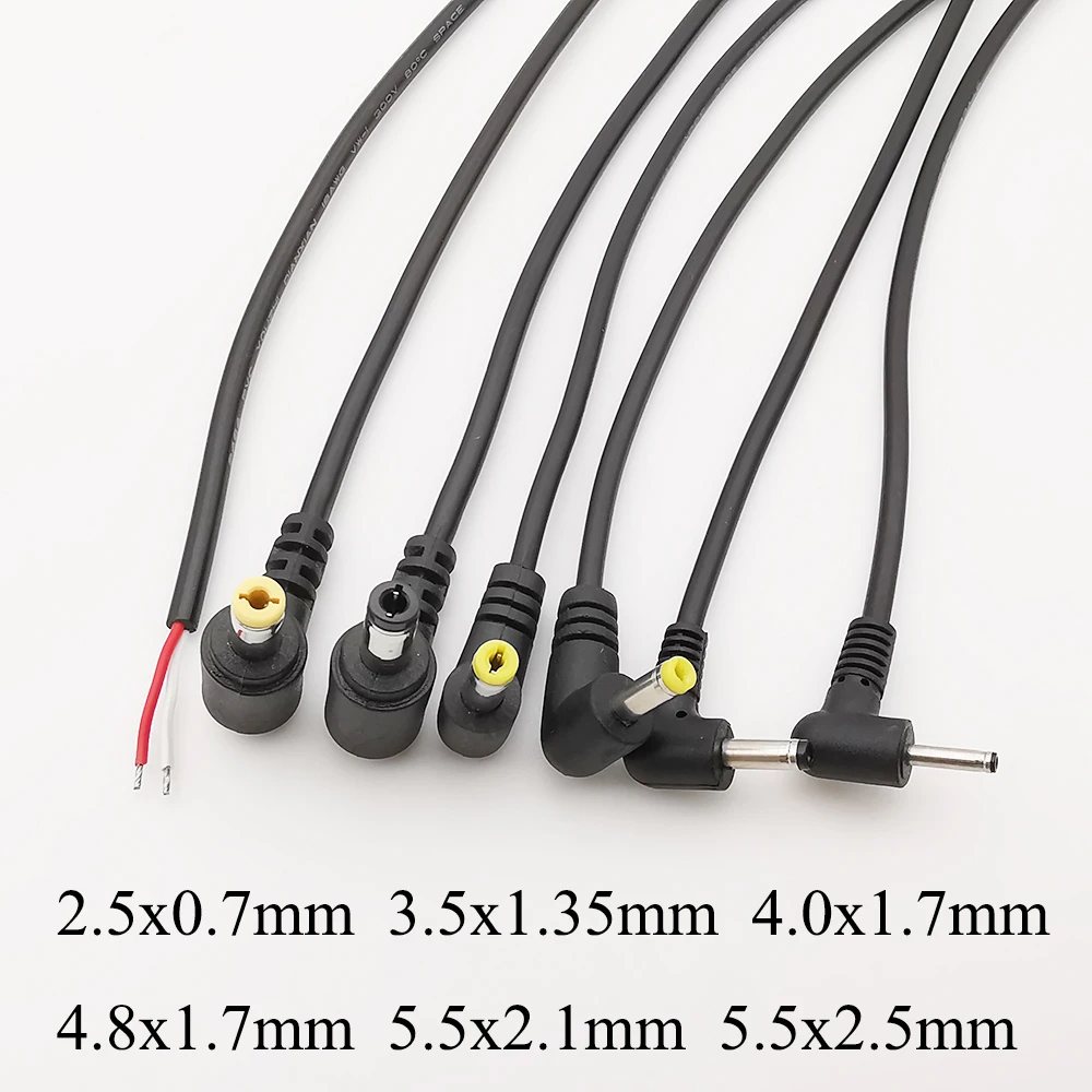 1/2/5 Stück rechtwinkliges Gleichstromkabel 2,5 x 0,7 mm 3,5 x 1,35 mm 4,0 x 1,7 mm 4,8 x 1,7 mm 5,5 x 2,1 mm 5,5 x 2,5 mm Steckverbinder-Verlängerungsleitung Image