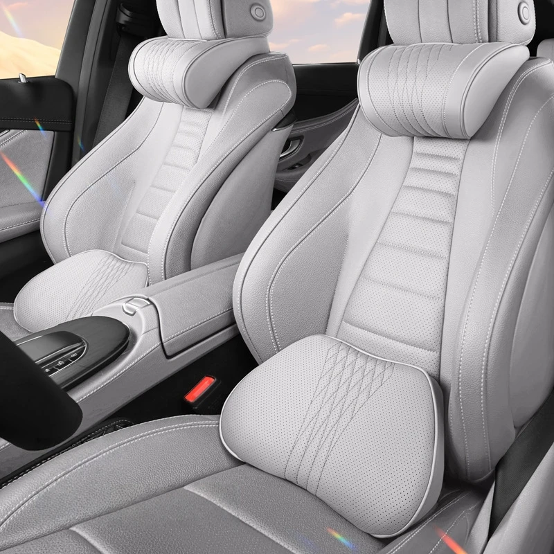 Luxuriöses Napa-Kopfstützenkissen – ultraweiches, atmungsaktives Design, Nackenkissen aus Memory-Baumwolle, Lendenwirbelstützkissen für Autositz Image