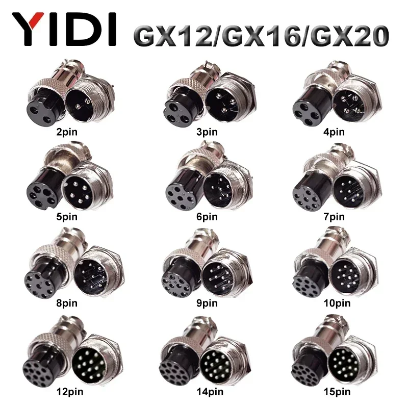 YIDI 5/10Set GX12 GX16 GX20 2 3 4 5 6 7 8 9 10 12 14 15 Pin Männlich Weiblich Lc Kabel Aviator Aviation Rundsteckverbinder Steckdose Image