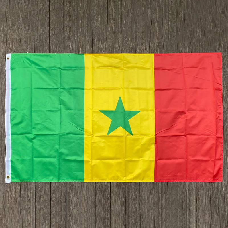 xvggdg 90 x 150 cm Senegal-Flagge, 3 x 5 Fuß, Super-Poly-Fußball-Flagge, für drinnen und draußen, Polyester-Flagge Image