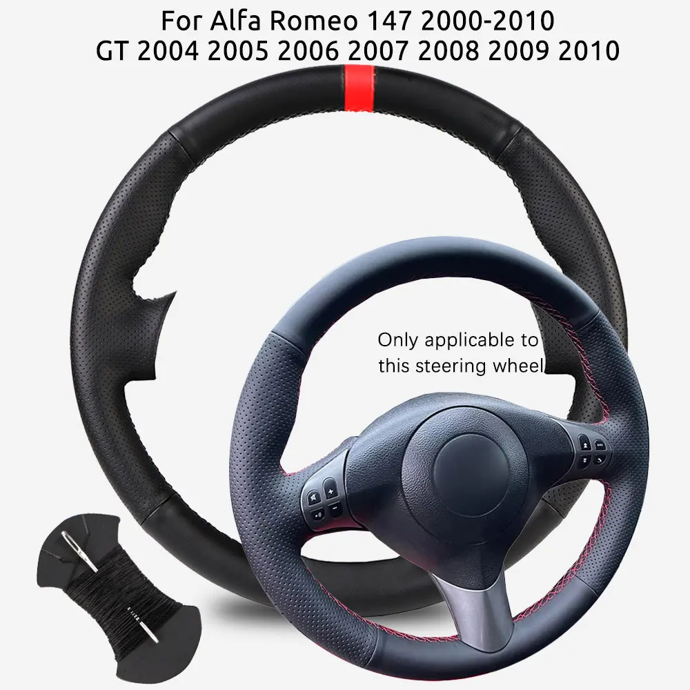 Maßgeschneiderte Auto-Lenkrad-Flechtabdeckung für Alfa Romeo 147 2000–2010 GT 2004 2005 2006 2007 2008 2009 2010, Lenkfolie Image