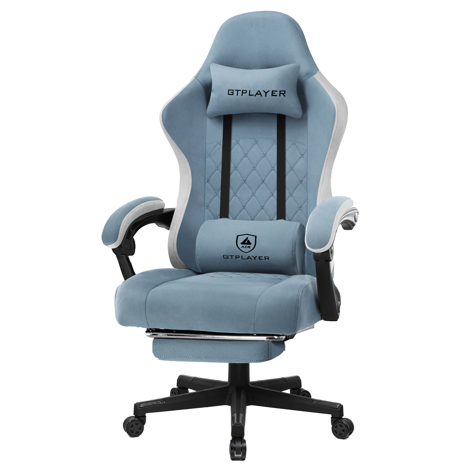 GTPLAYER Gaming Chair Ergonomischer Gaming Sessel Schreibtischstuhl mit Stoffoberfläche, Federsitzkissen, Verbindungsarmlehnen
