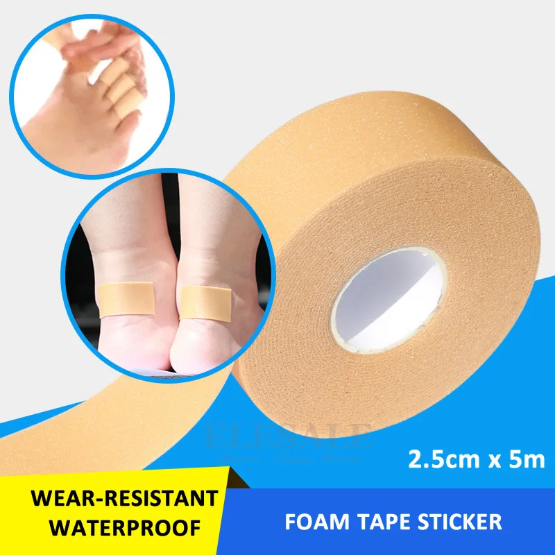 1 Rolle 2,5 cm * 5 m elastisches, wasserdichtes Schaumstoffband, verschleißfester Verbandaufkleber, Wundauflage, Sport-Verstauchungsbehandlung, Erste-Hilfe-Set Image