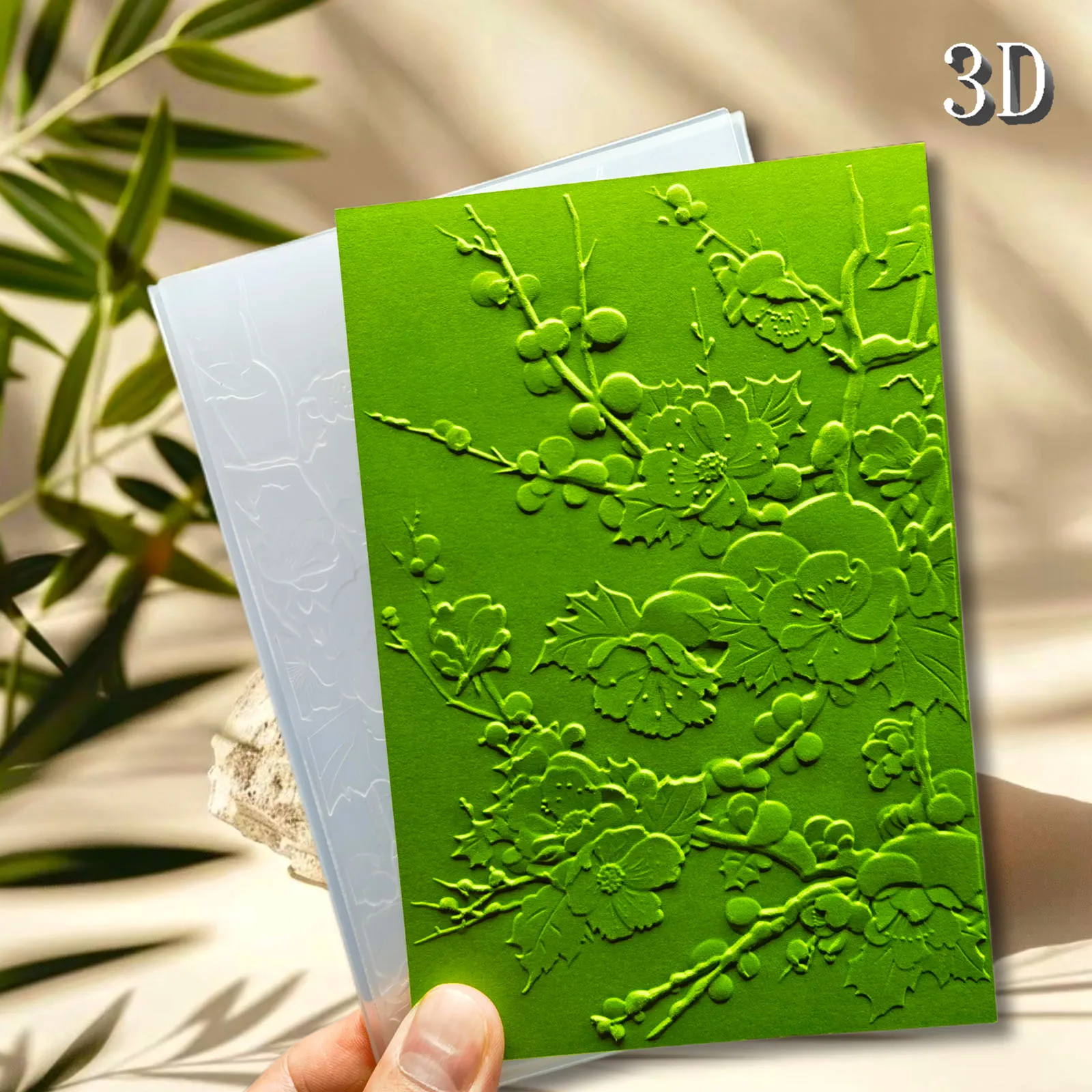 Verschneite Pflaumenblüten-Landschaft, 3D-geprägte Ordner für DIY-Kunsthandwerk, Scrapbook, geprägte Papierkartenherstellung, neu eingeführt im Jahr 2025 Image