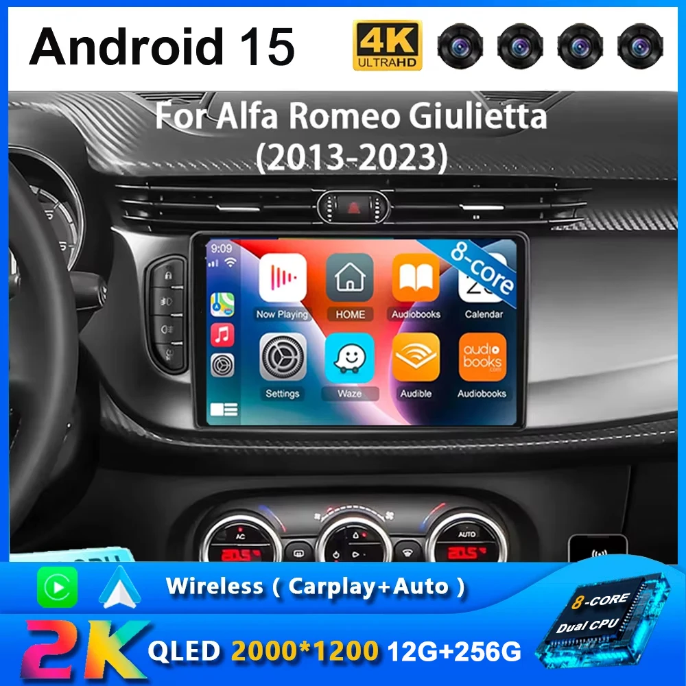 Auto Radio Android 15 Für Alfa Romeo Giulietta 940 2013-2023 GPS Carplay Multimedia Player Navigation Stereo Auto DSP DVD Audio Image