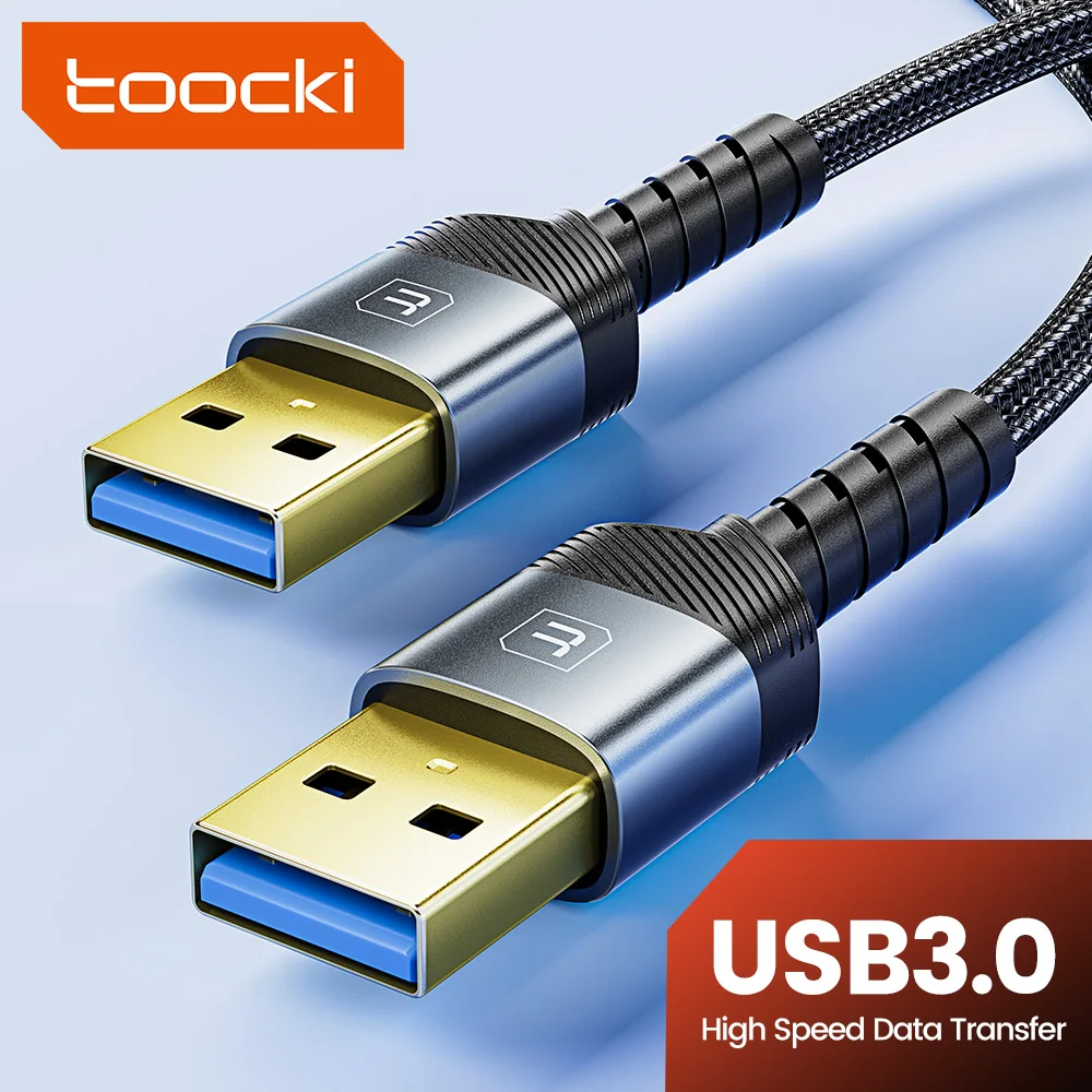 Toocki USB-A-Stecker auf Stecker, USB 3.0-Verlängerungskabel für Kühler-Festplatten-TV, 0,5/2 m, 5 Gbit/s, schnelle Übertragung, Dual-USB-A-Stecker-Kabel Image