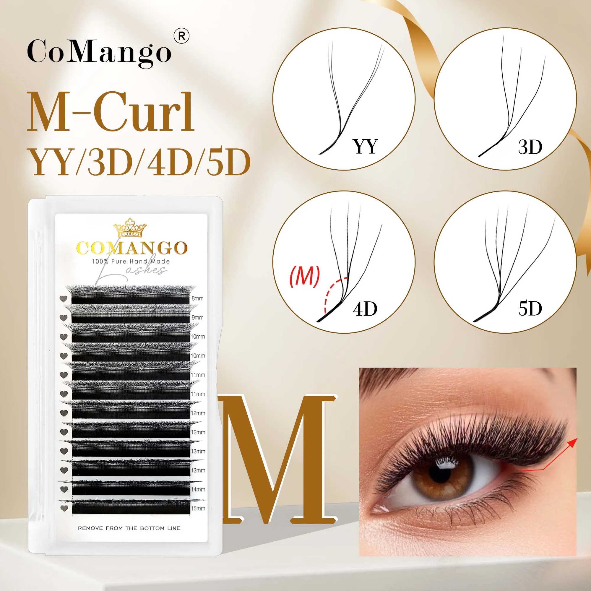 CoMango YY 3D 4D 5D W-förmige Technologiefasern LU(M) gekräuselte Wimpernverlängerungen Volumen-Kunstwimpern-Make-up Image