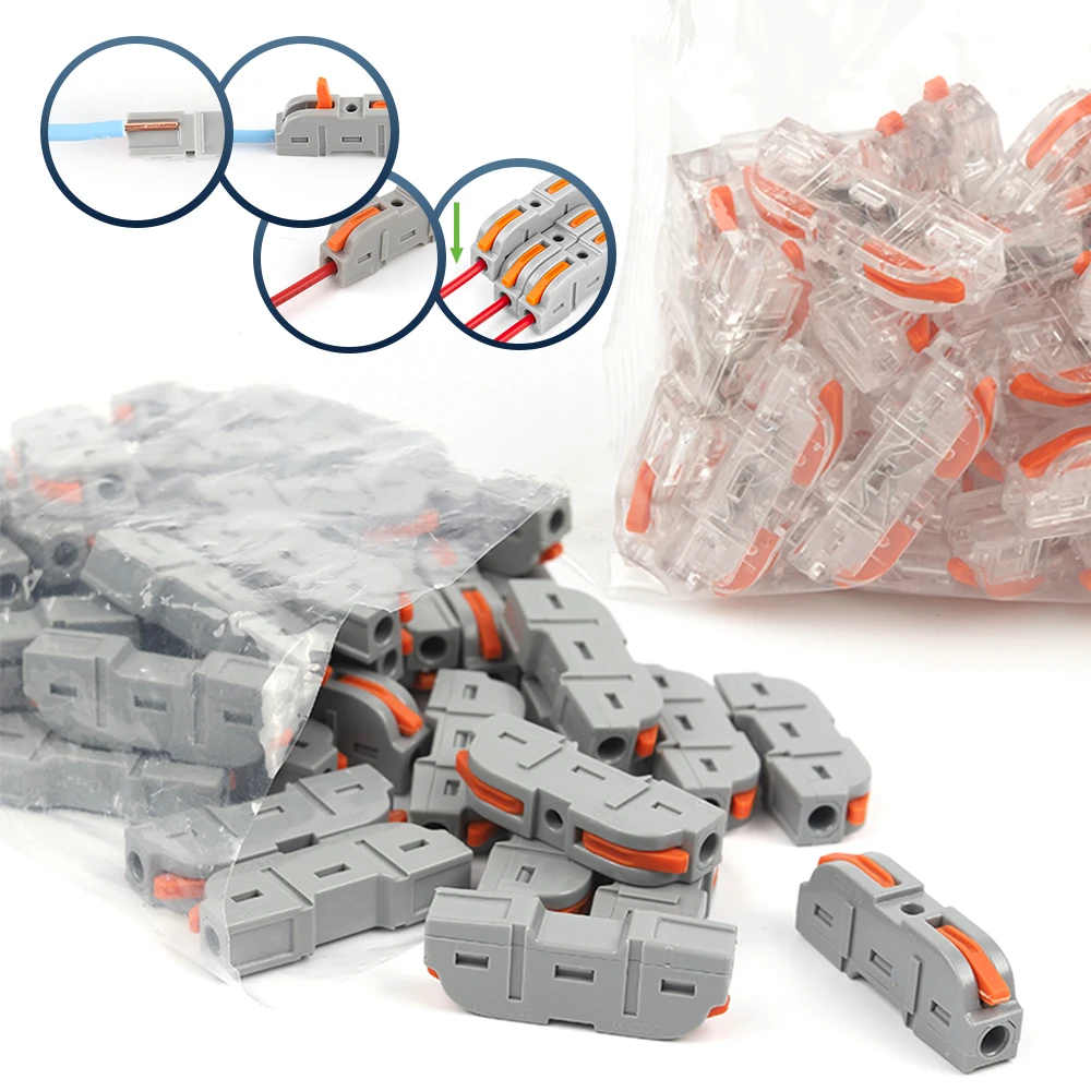 25/50/100PCS Hebel Draht Stecker 2 Pin 1 in 1 out Spleißen Terminal Blöcke Led streifen Beleuchtung Hause Elektrische Schnell Anschlüsse Image