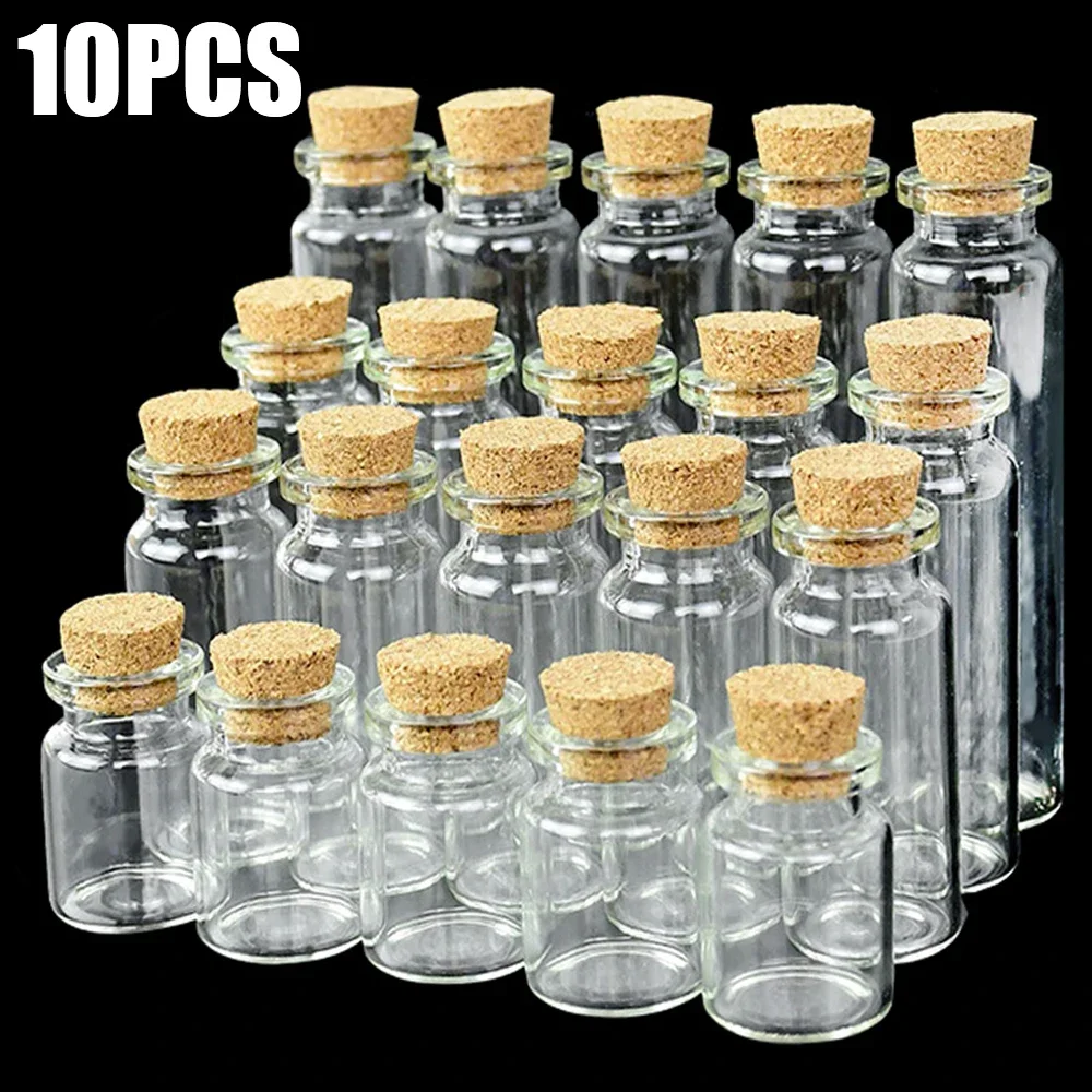 10PCS Mini Glas Flaschen Transparent Wishing Flaschen Kork Lagerung Flasche Kreative Süßigkeiten Gläser DIY Container Hochzeit Decor Image