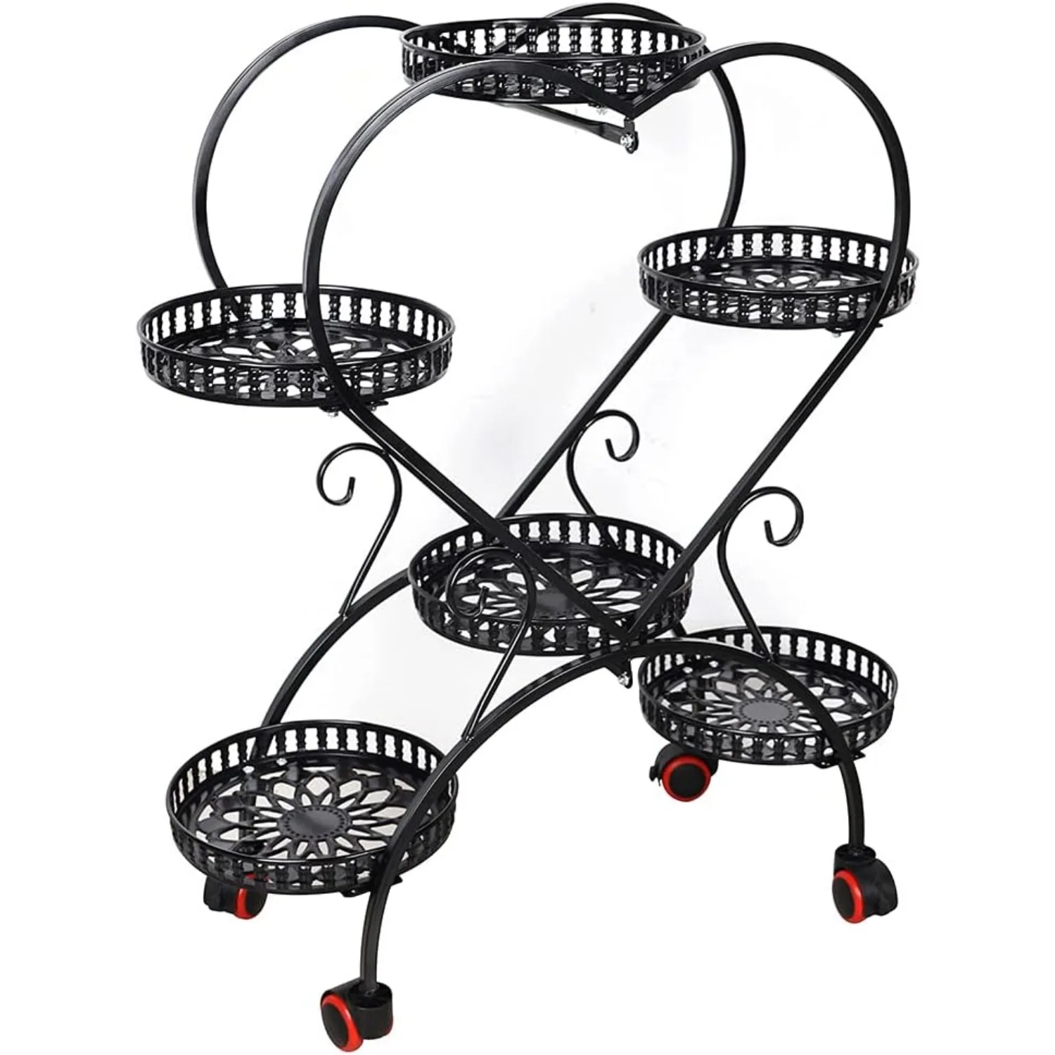 Queeucaer Pflanzenständer aus Metall, 6 Töpfe, Pflanzenherzform, Blumenständer für Terrasse, Garten, Wohnzimmer, Eckbalkon und Schla Image