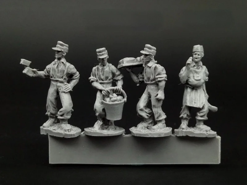 Maßstab 1:72, Druckguss-Harzfiguren-Modellbausatz, deutscher Kochkocher aus dem Zweiten Weltkrieg, 4 Figuren, unbemalt Image