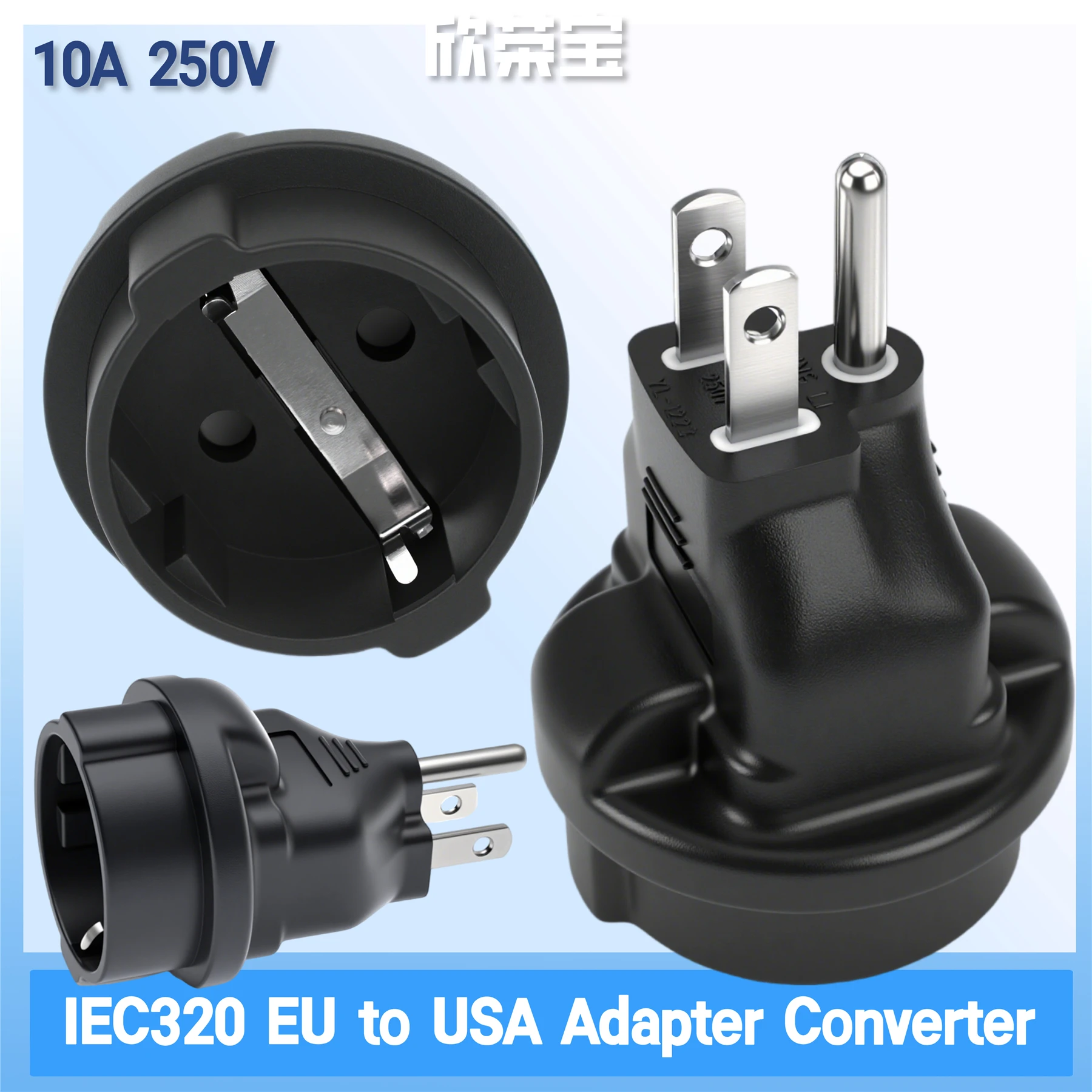 EU zu US Konverter Schuko Buchse auf USA NEMA5-15 Steckeradapter, US NEMA 5-15P Stecker auf Europa CEE7/3 Schuko Steckeradapter Image