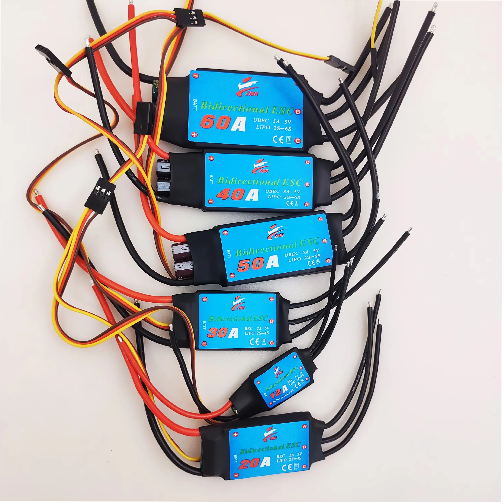 ZMR 12A/20A/30A/40A/50A/60A/80A Bidirektionaler bürstenloser Regler für ferngesteuerte Schiff, pneumatische Unterwasserpropelle Image